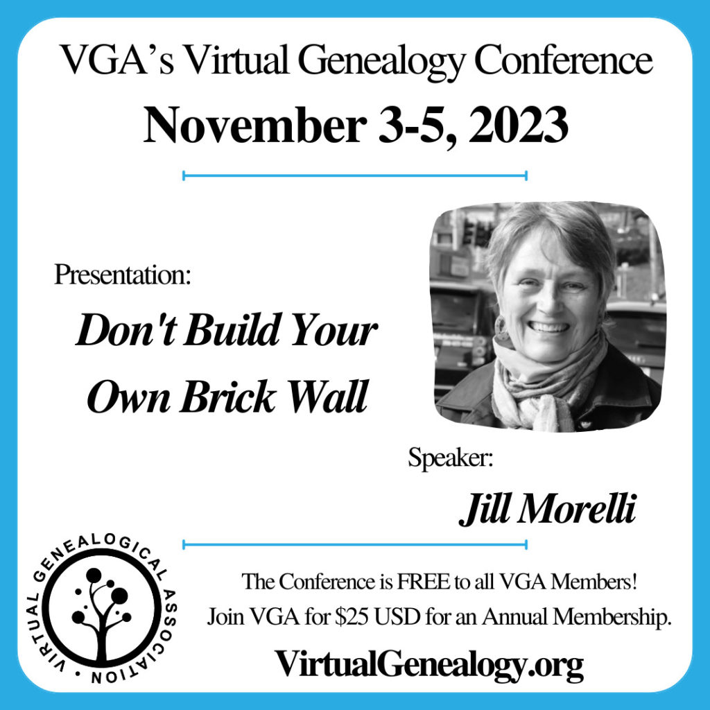 VGA Conference "Don't Build Your Own Brick Wall" by Jill Morelli, CG, CGL