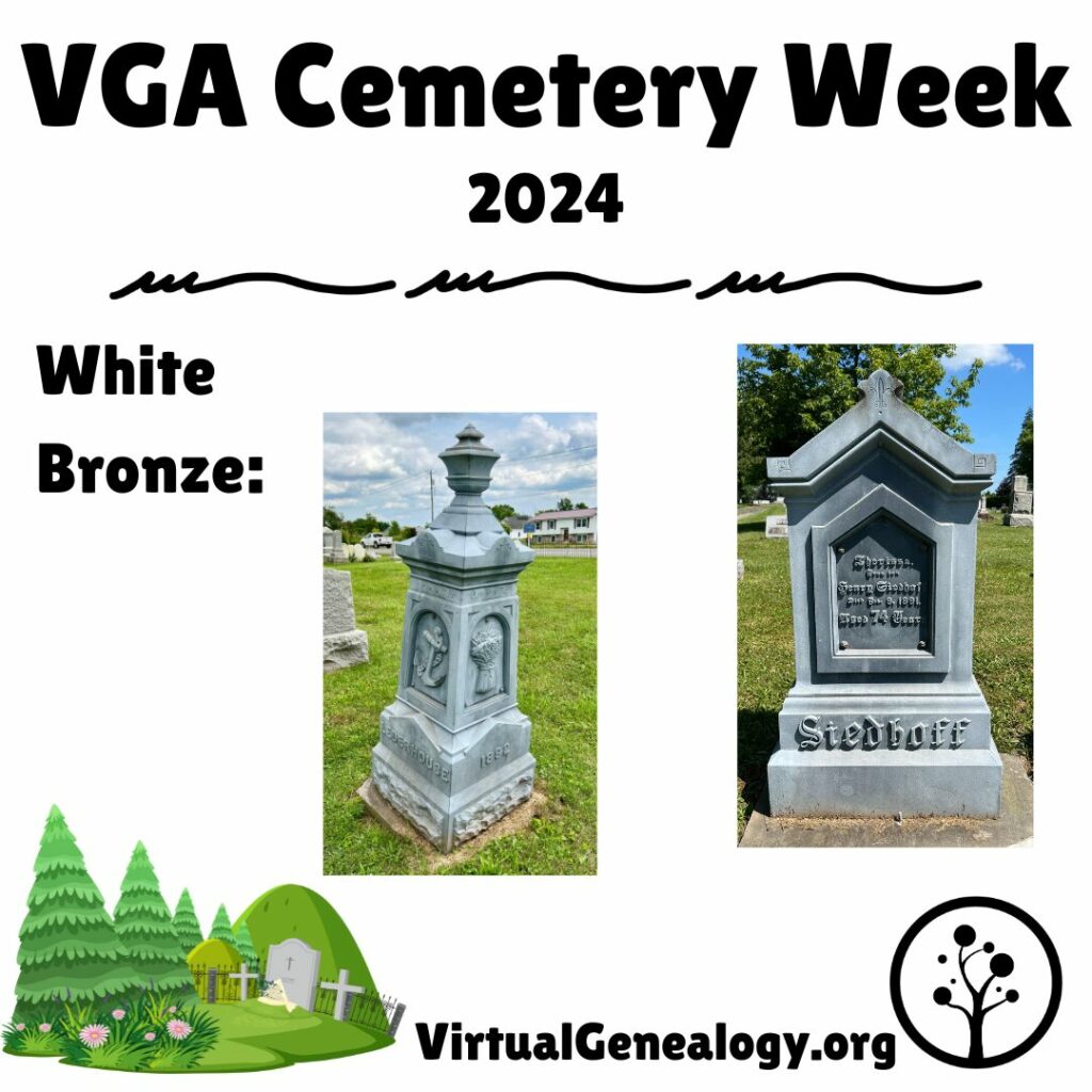 VGA Cemetery Week 2024: White Bronze Monuments (aka Zinkers!)