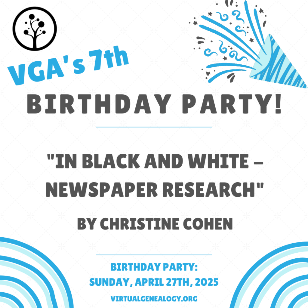 VGA's 7th Birthday: "In Black and White - Newspaper Research" by Christine Cohen